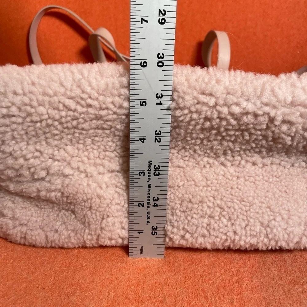 Madewell Transport M Shearling Leather Tote Pink Teddy Womens Zip Crossbody